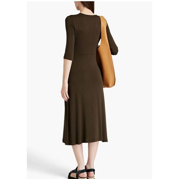 VINCE Stretch-jersey midi dress in Army Green Medium NEW MSRP $245 - Picture 3 of 12